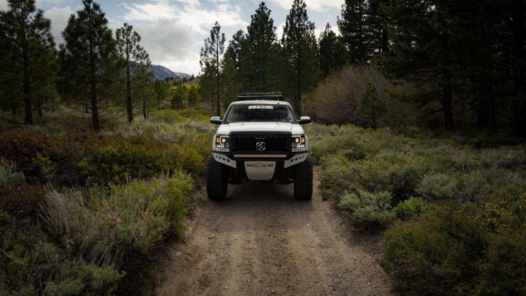 Pick-up truck in a forest